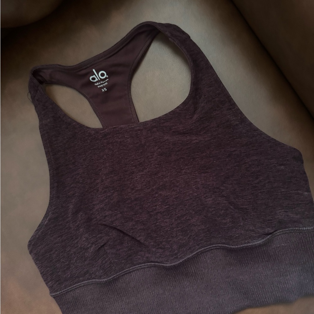 ALO Yoga Racerback Sports Bra in Deep Plum